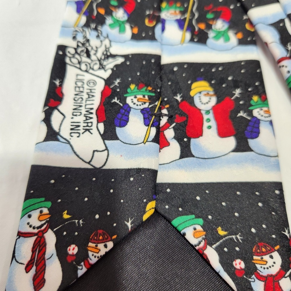Hallmark‎ Snowman Necktie All Over Holiday Black / Multicolored - Picture 3 of 7